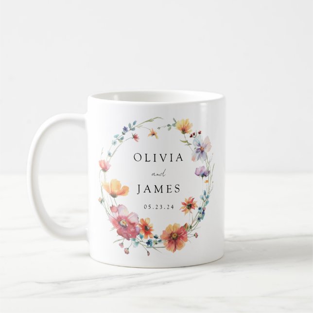 Wildflower Wedding Favor Coffee Mug (Left)
