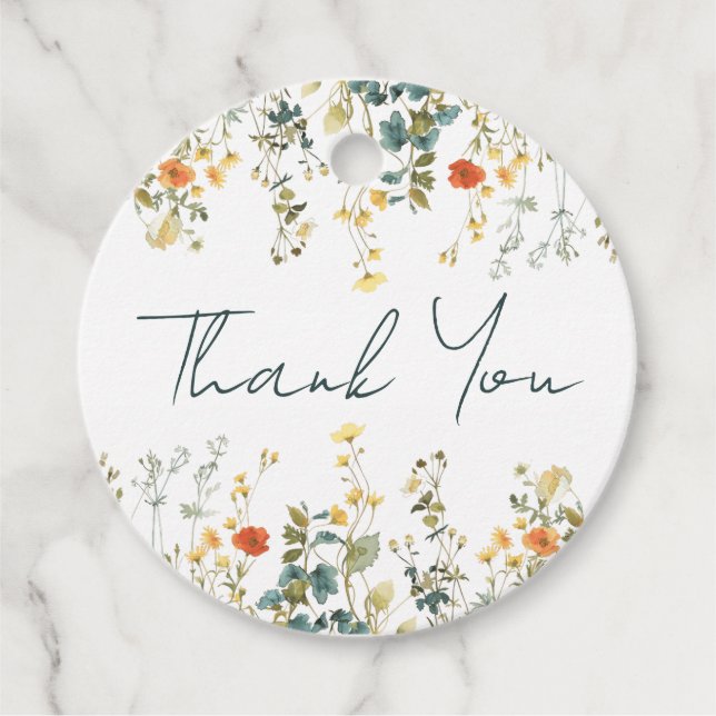 Wildflower Wedding Favor Tags (Front)
