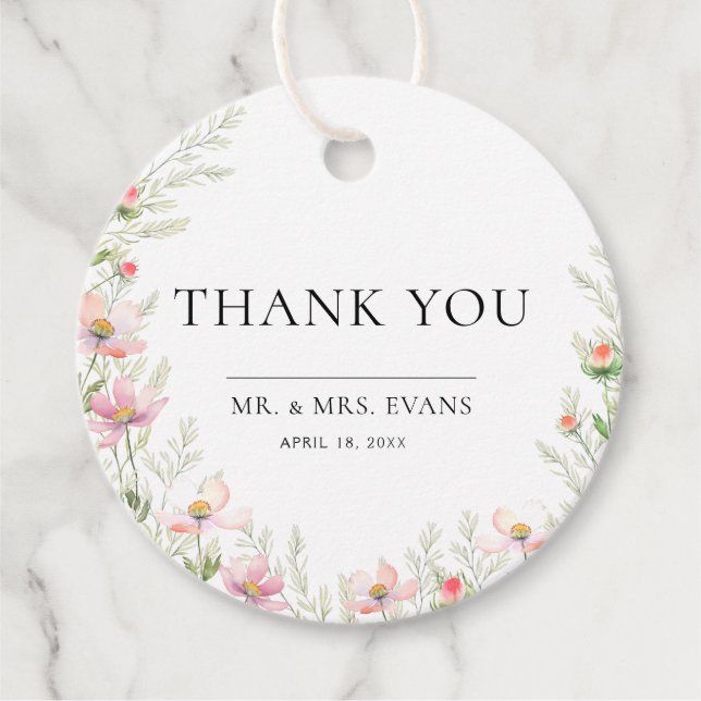 Wildflower Wedding Favor Tags. Tags (Front)