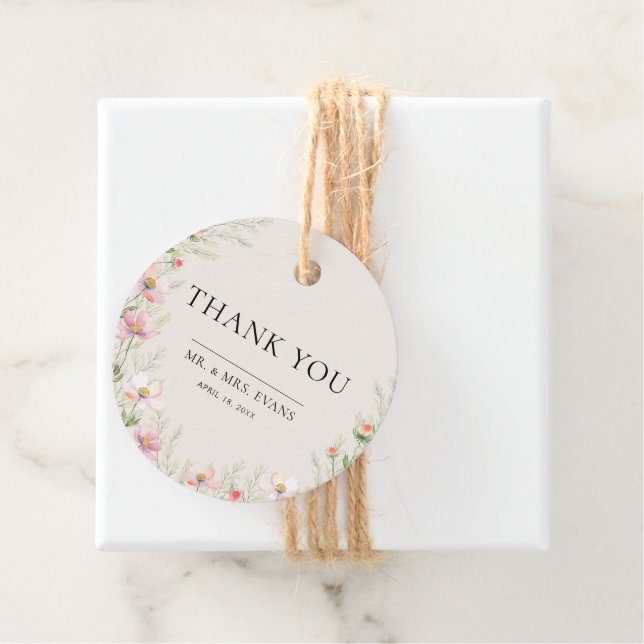 Wildflower Wedding Favor Tags. Tags (In Situ)