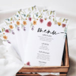 Wildflower Wedding Flat Menu<br><div class="desc">Watercolor Wildflower Wedding menu. This menu card is characterized by wildflowers with two modern high-class fonts that shape the trends of the present and future festive events.</div>