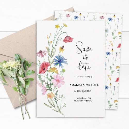 Wildflower Wedding Floral Save The Date