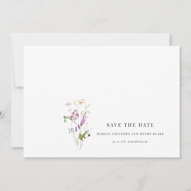 Wildflower Wedding Floral Save the Date  (Front)