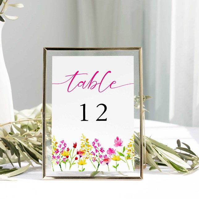 Wildflower Wedding Floral Table Number script Pink (Creator Uploaded)