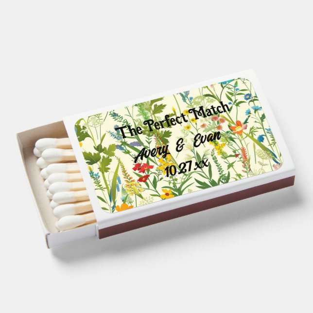 Wildflower Wedding Floral Theme Sage Green Matches (Front Open)