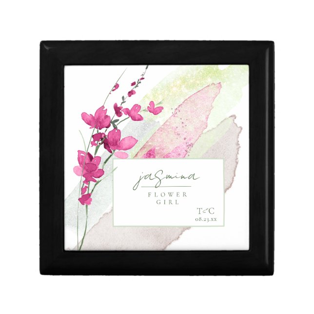 Wildflower Wedding Flower Girl Fuchsia ID954 Gift Box (Front)