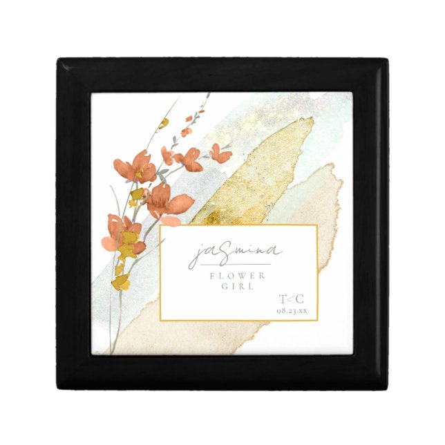 Wildflower Wedding Flower Girl Gold ID954 Gift Box (Front)