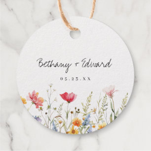 Wildflower Wedding Foil Favor Tags