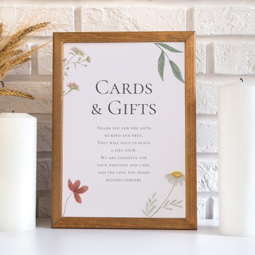 Wildflower Wedding Gifts and Cards Sign