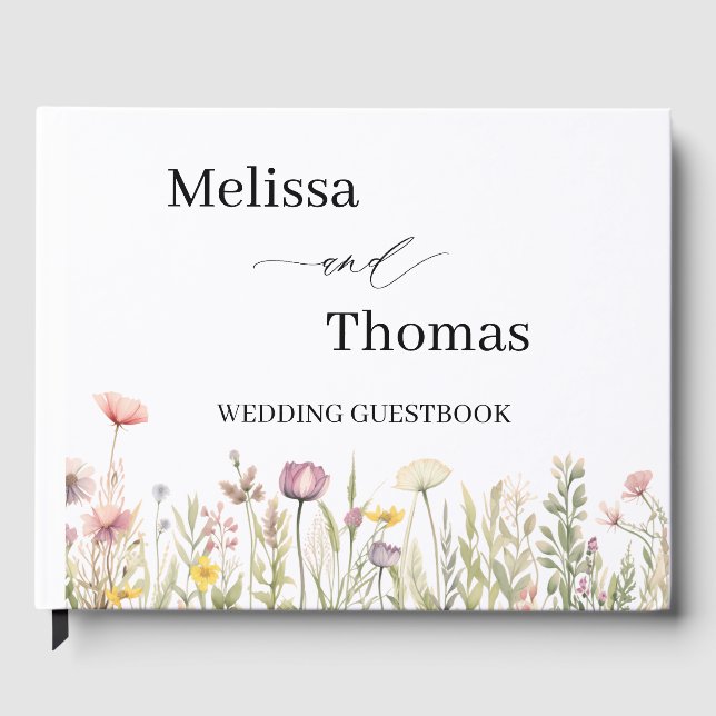 Wildflower Wedding Guestbook with Photo (Front)