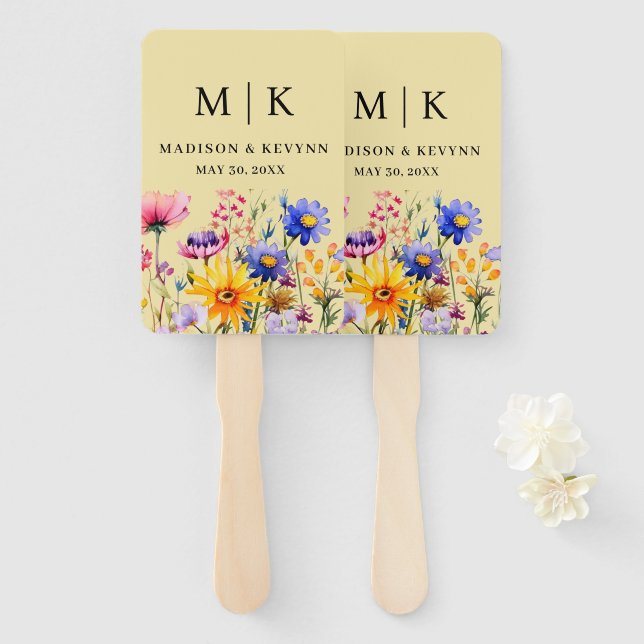  Wildflower Wedding Hand Fan (Front and Back)