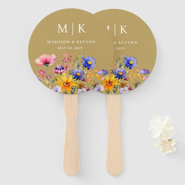 Wildflower Wedding Hand Fan (Front and Back)
