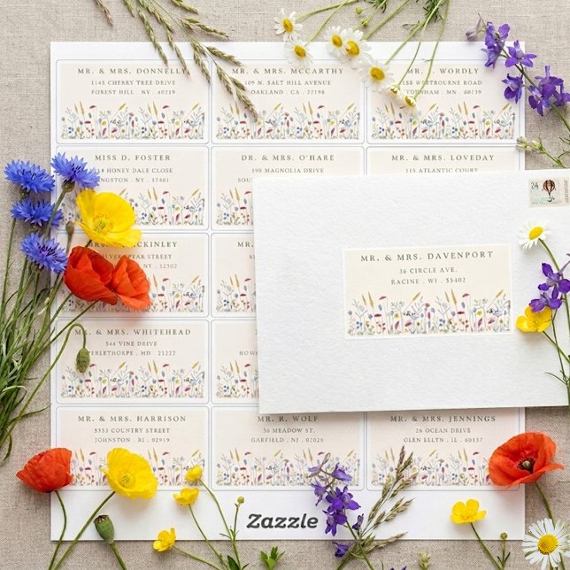 Wildflower Wedding Individual Guest Address Labels (Creator Uploaded)
