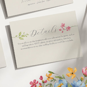Wildflower Wedding Information Card