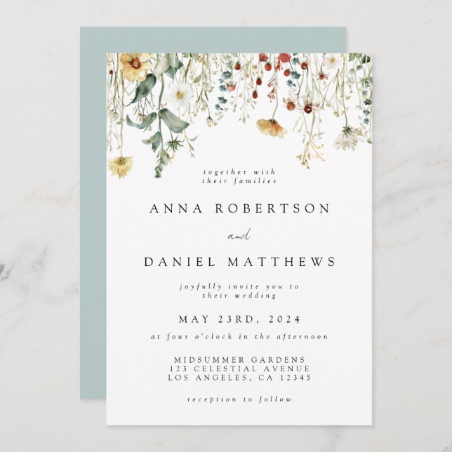 Wildflower Wedding Invitation (Front/Back)