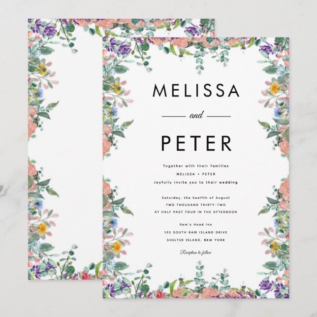 Wildflower Wedding Invitation (Front/Back)