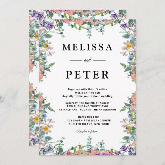 Wildflower Wedding Invitation (Front/Back)