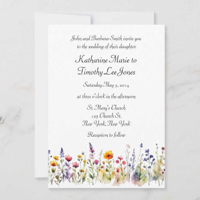 Wildflower Wedding Invitation (Front)