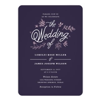 Rustic Purple Wedding Invitation with Wildflowers