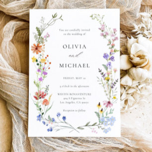 Wildflower Wedding Invitation Boho Floral Template