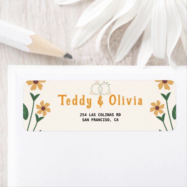 Wildflower Wedding Invitation Label (Insitu)