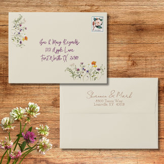 Wildflower Wedding Invitation Return Address Envelope