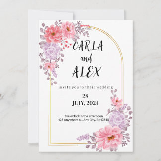 Wildflower Wedding Invitation Template, Printable 