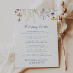 Wildflower Wedding Kissing Menu Game Card<br><div class="desc">This wildflower wedding kissing menu game card is perfect for a rustic wedding reception. The design features green,  yellow,  purple,  blue watercolor colorful meadow flowers.</div>
