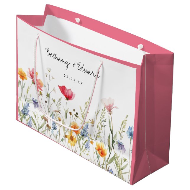Wildflower Wedding Large Gift Bag (Front Angled)
