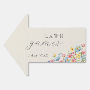 Wildflower Wedding Lawn Games Arrow Sign