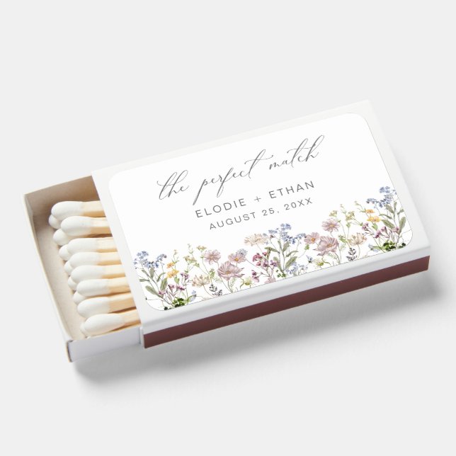 Wildflower Wedding Matchboxes Floral Boho Flowers (Front Open)