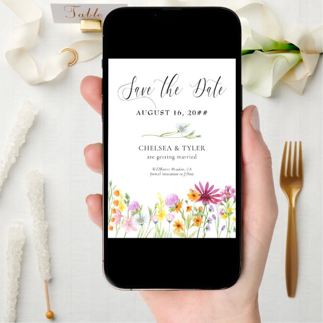 Wildflower Wedding Meadow Floral and Photo Save The Date (Front Digital)