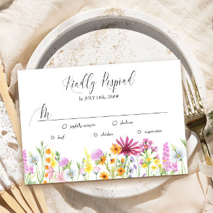 Wildflower Wedding Meadow Floral RSVP Meal Options