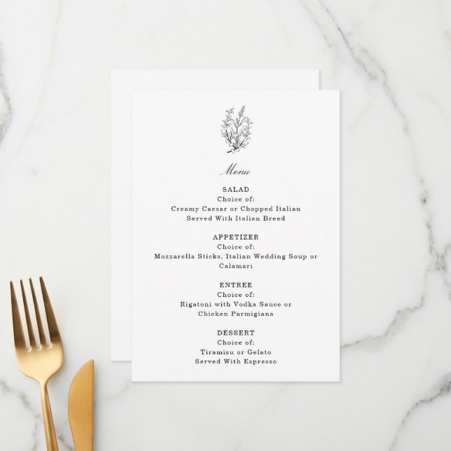 Wildflower Wedding  Menu (Front/Back In Situ)