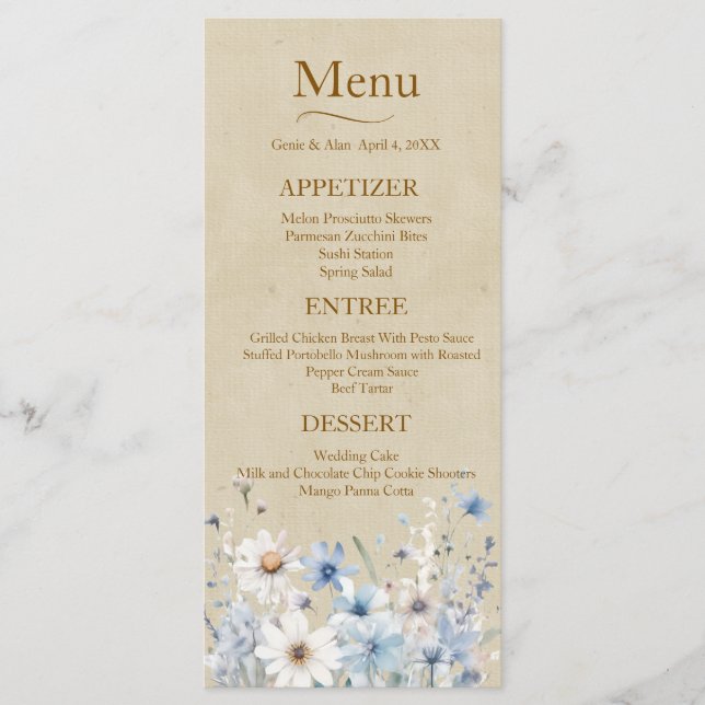  Wildflower Wedding Menu (Front)