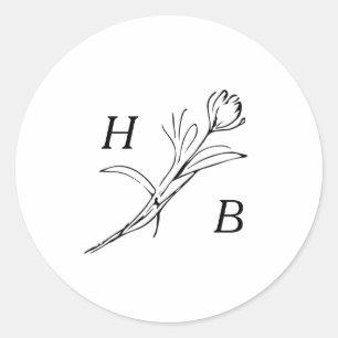 Wildflower Wedding Monogram Classic Round Sticker