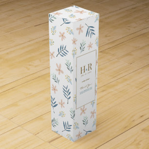 Wildflower Wedding Monogram Wine Gift Box