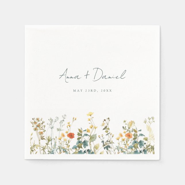Wildflower Wedding Napkins (Front)