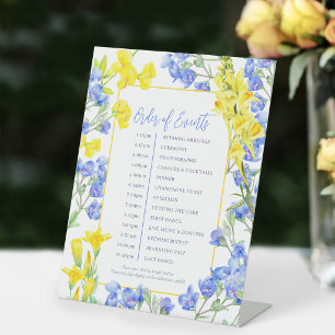 Wildflower wedding order of Events Pedestal Sign