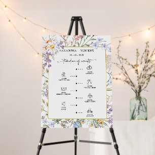 Wildflower Wedding Order of Events Timeline Sign