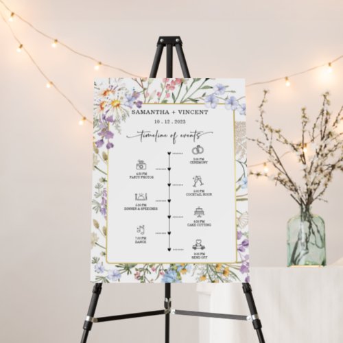 Wildflower Wedding Order of Events Timeline Sign 