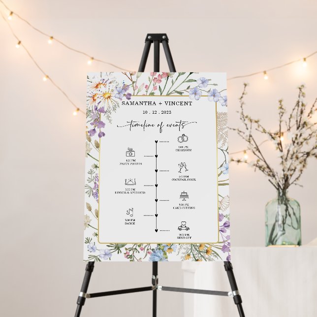 Wildflower Wedding Order of Events Timeline Sign  (In Situ (Stand))