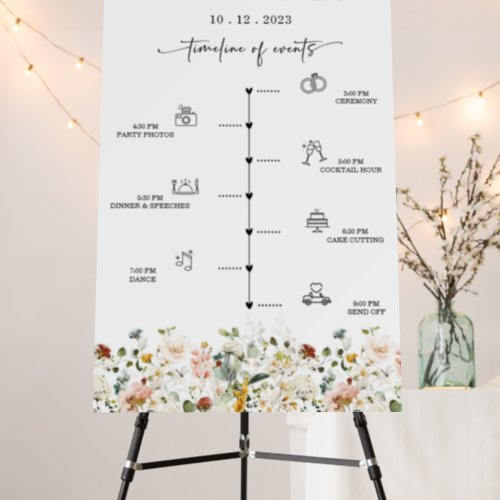  Wildflower Wedding Order of Events Timeline Sign 