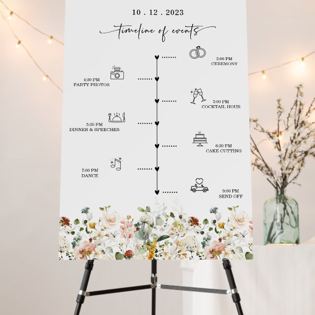  Wildflower Wedding Order of Events Timeline Sign  (In Situ (Stand))