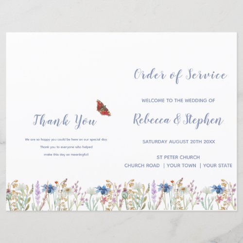 Wildflower Wedding Order of Service 