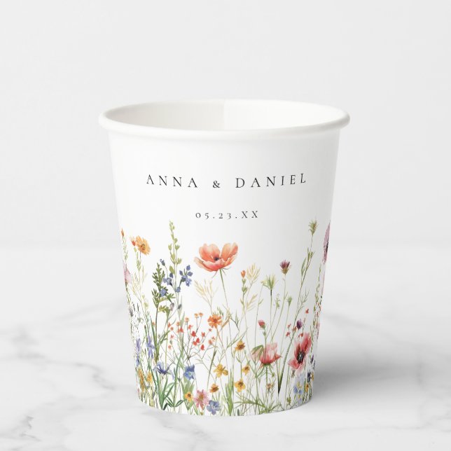 Wildflower Wedding Paper Cups (Left)