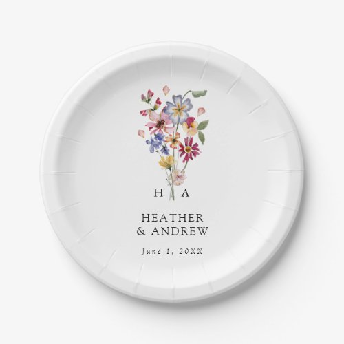 Wildflower Wedding Paper Plate