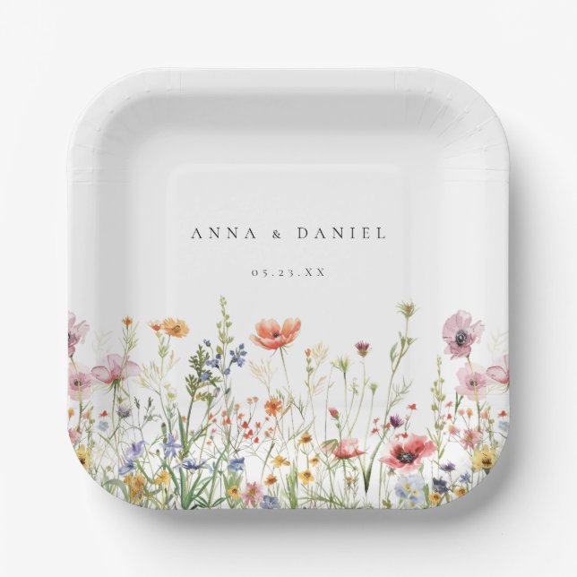Wildflower Wedding Paper Plates (Front)
