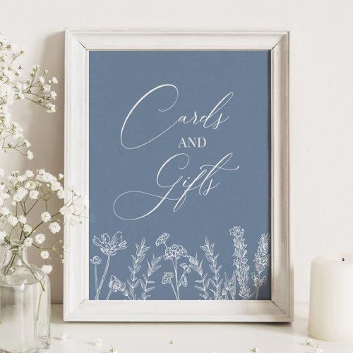 Wildflower Wedding Periwinkle Blue Card Gift Sign
