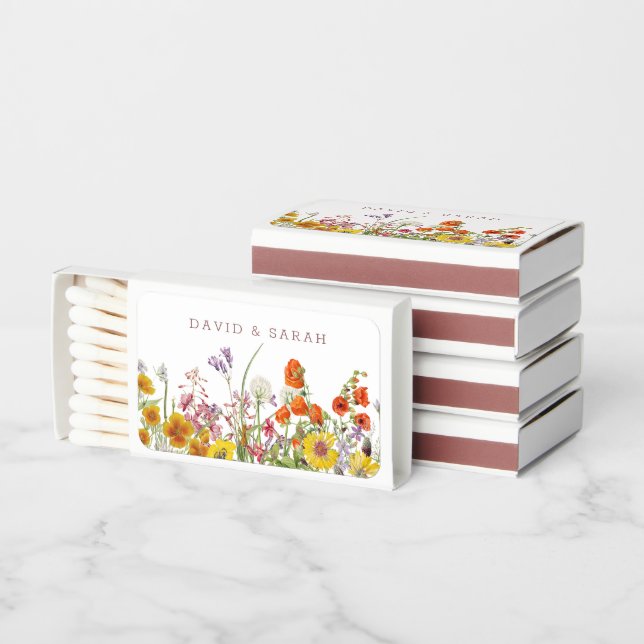 Wildflower Wedding Personalized Matchboxes (Stacked)